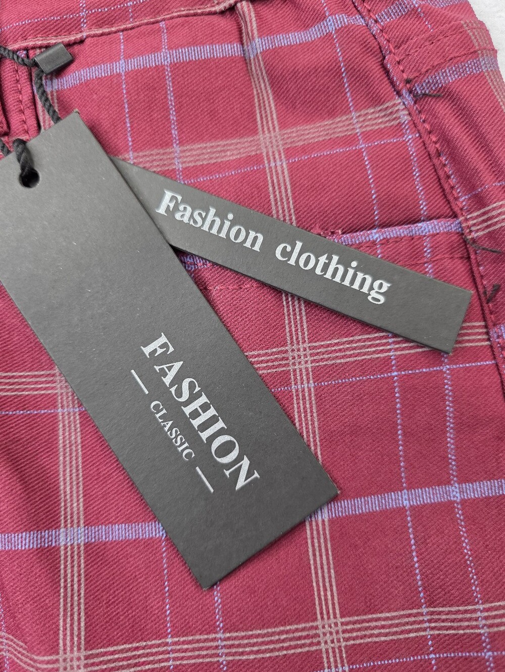 Fashion Clothing Men's Red Plaid Checkered Pants Size 40 NWT BE-3826 - Picture 8 of 10